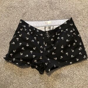 Black and white floral dress shorts